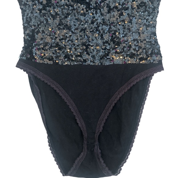 DONNA KARAN black sequin long sleeve bodysuit - Picture 4 of 5
